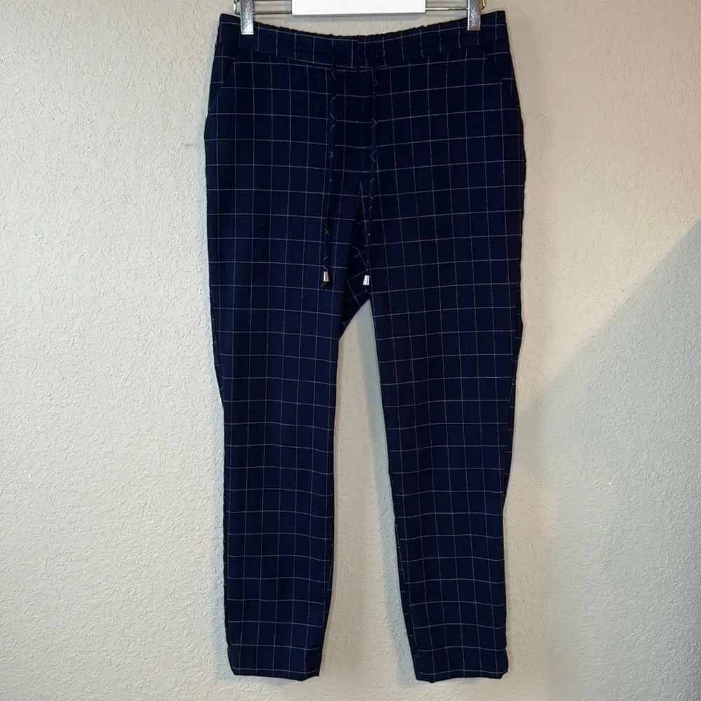 A NEW DAY Blue Plaid Trouser Straight Leg Pants Size S